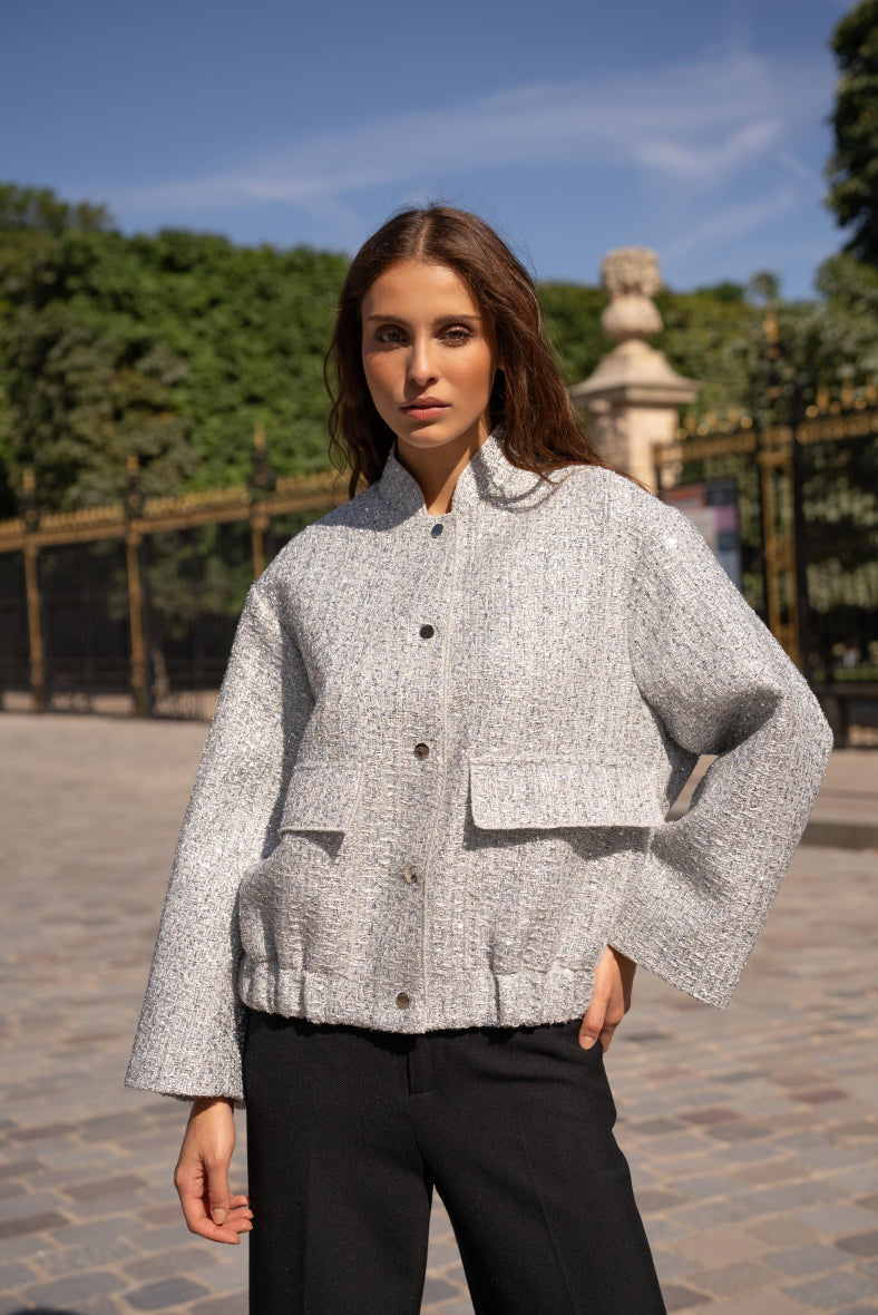 Glänzende Bomberjacke Oversize