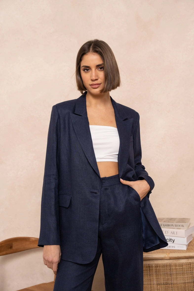 Oversize Leinen-Blazer
