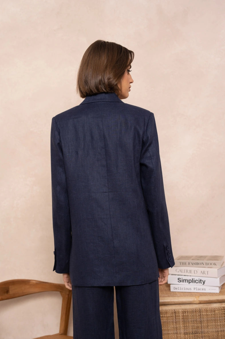 Oversize Leinen-Blazer