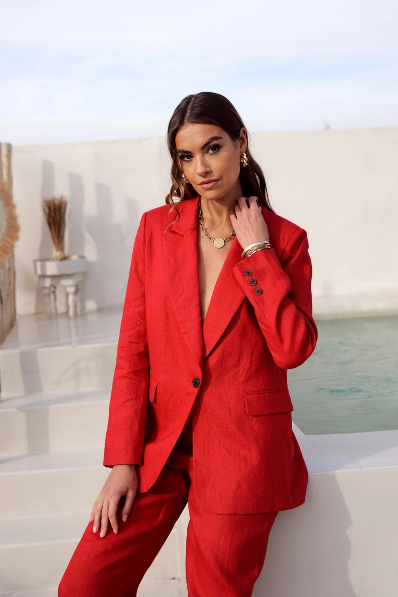 Oversize Leinen-Blazer