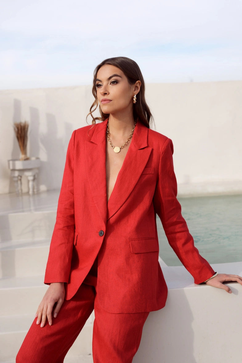 Oversize Leinen-Blazer