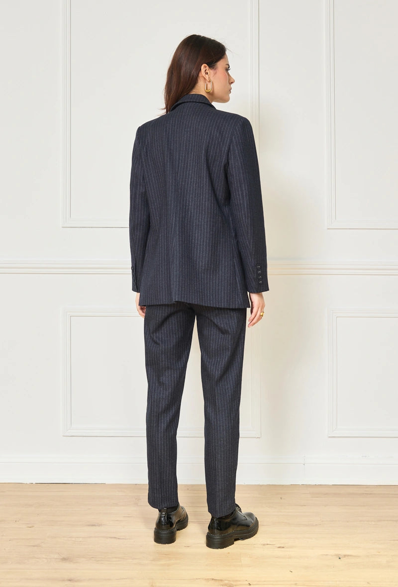 Gestreifter Blazer in Wolloptik