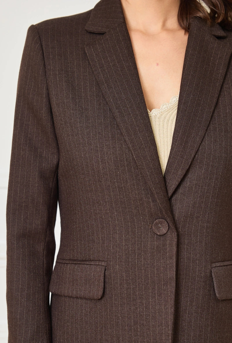 Gestreifter Blazer in Wolloptik