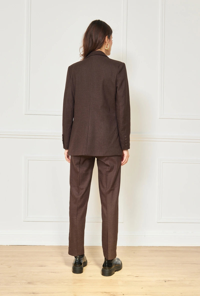 Gestreifter Blazer in Wolloptik