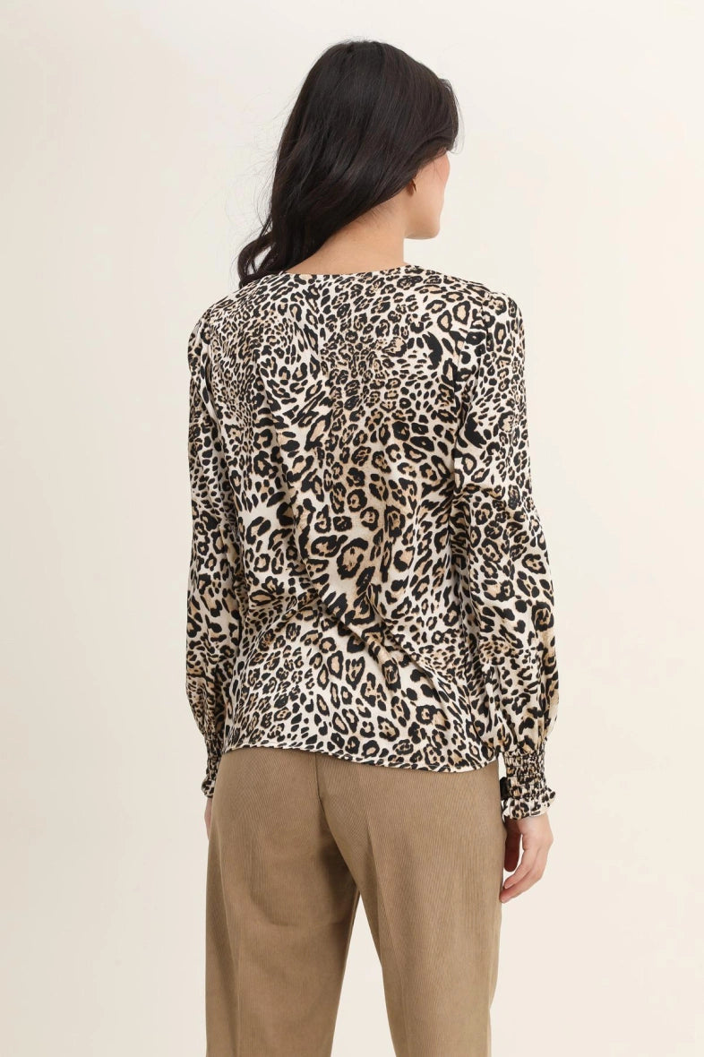 Bluse mit Animal-Print und Satineffekt