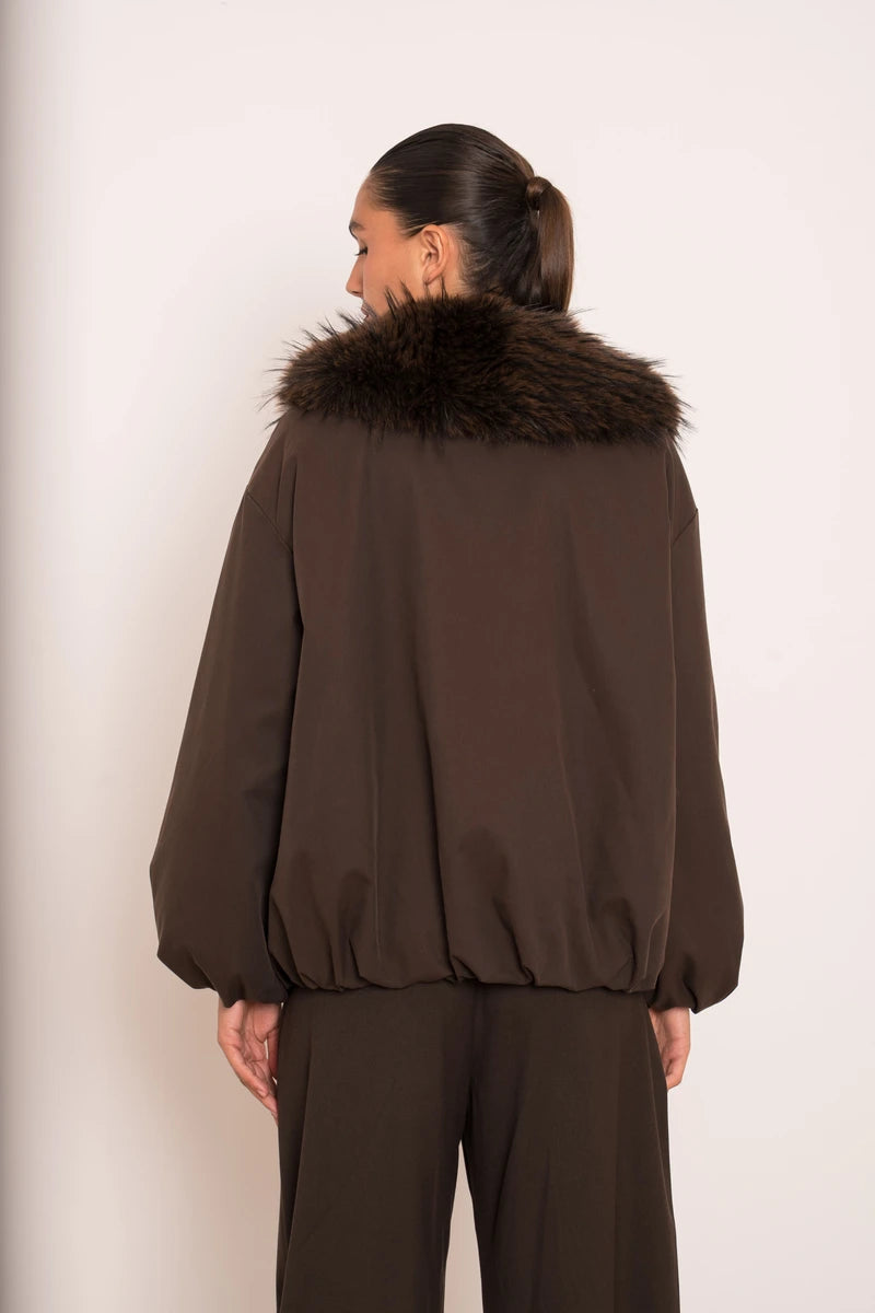 Damen Winterjacke mit Kunstfellkragen