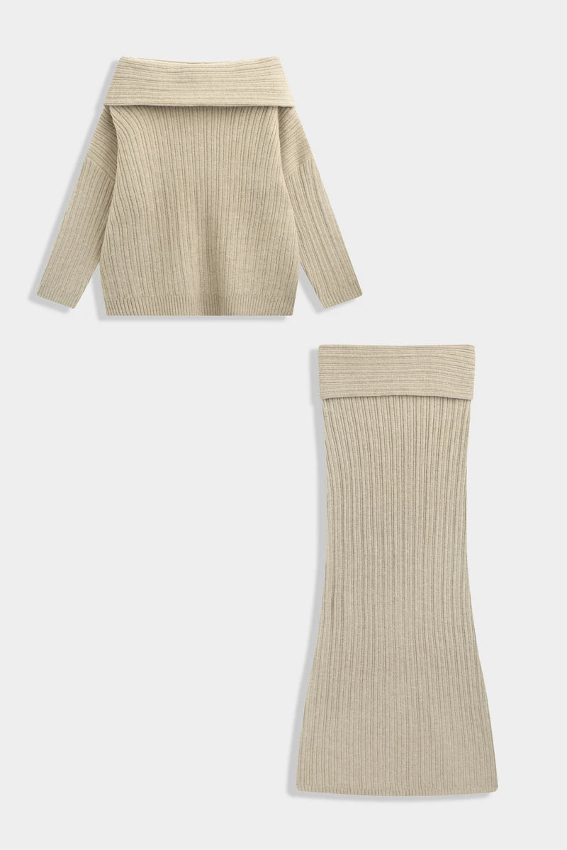 Geripptes Strickset