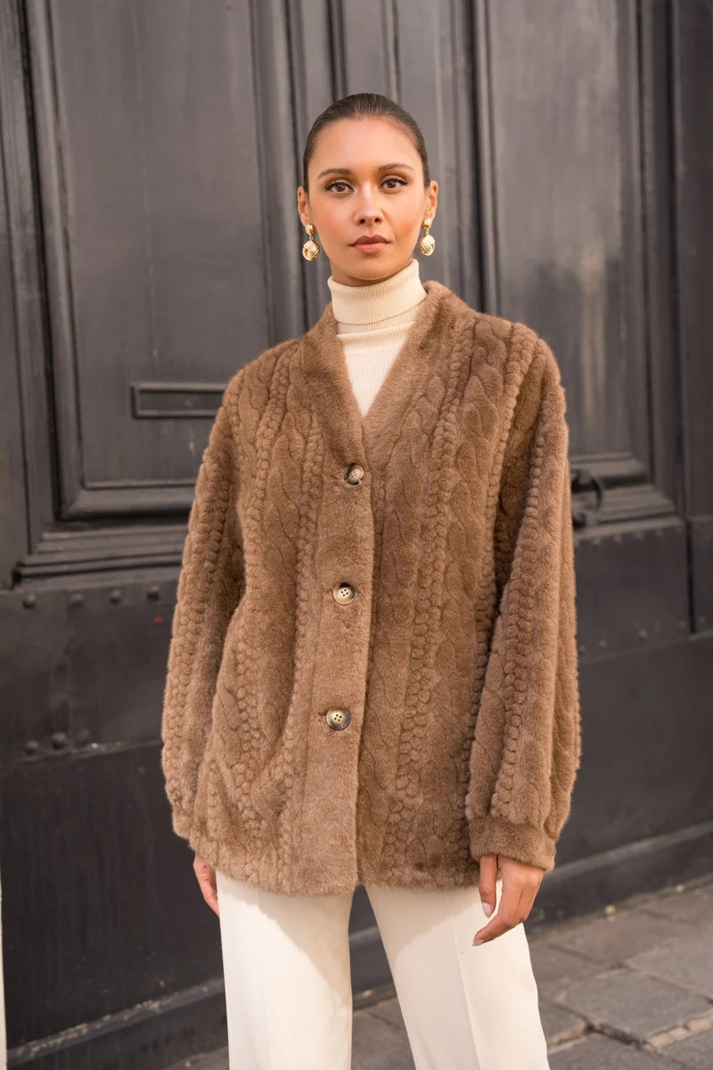 Cardigan mit Zopfmuster