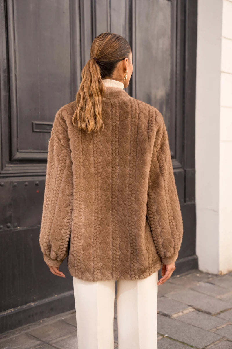 Cardigan mit Zopfmuster