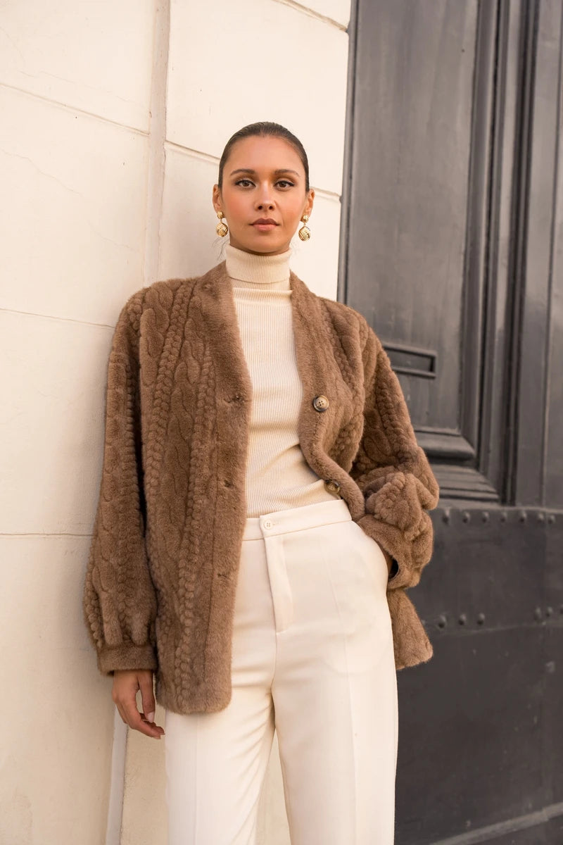 Cardigan mit Zopfmuster