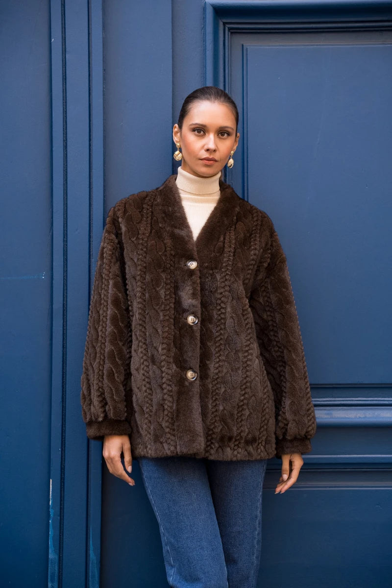 Cardigan mit Zopfmuster