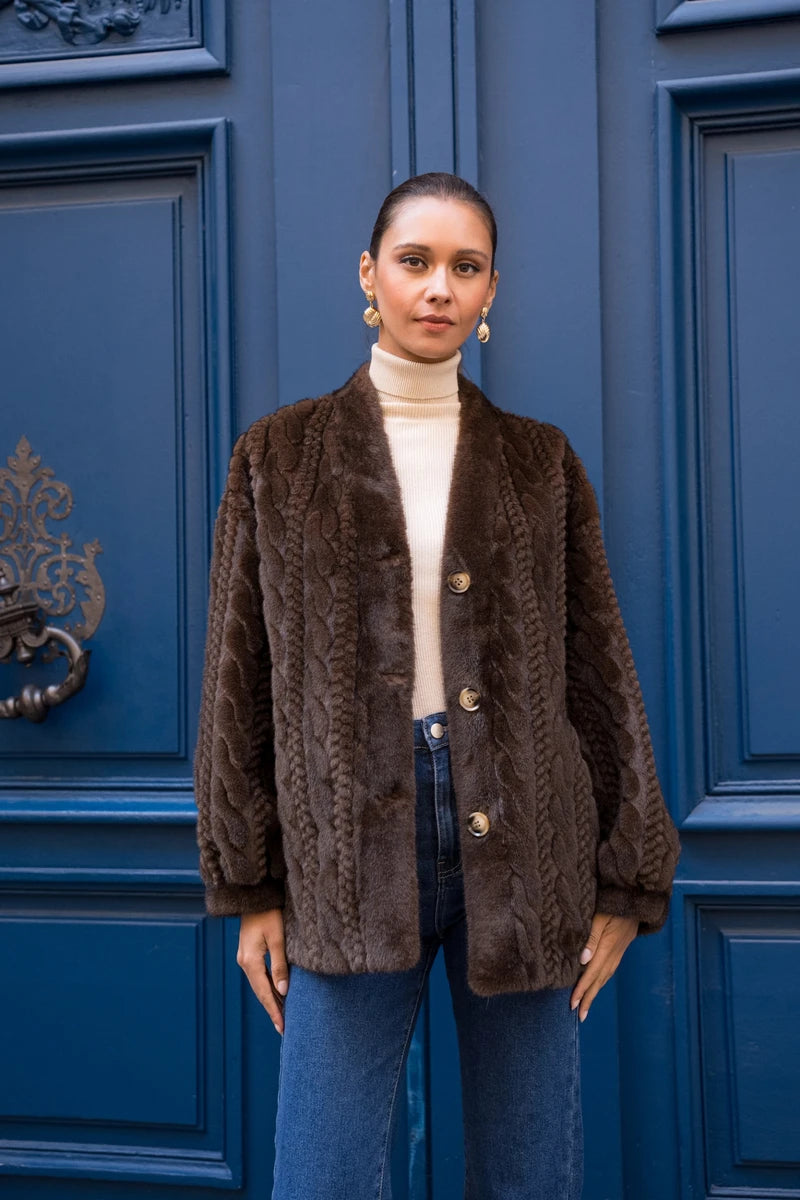 Cardigan mit Zopfmuster