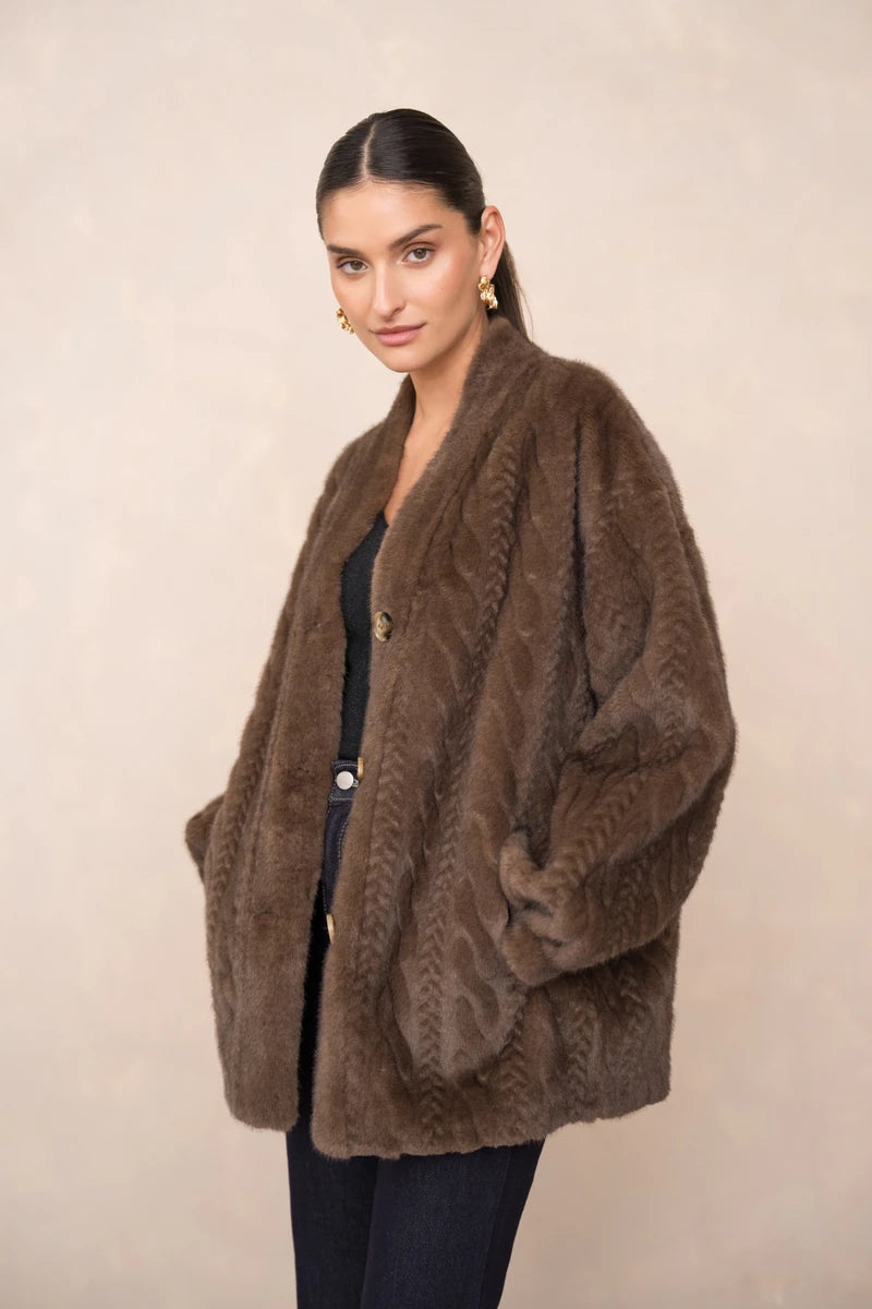 Cardigan mit Zopfmuster