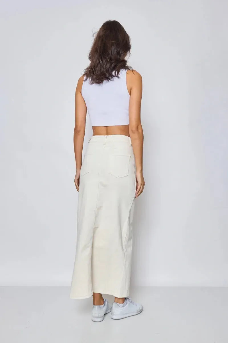 Langer Jeansrock mit Schlitz