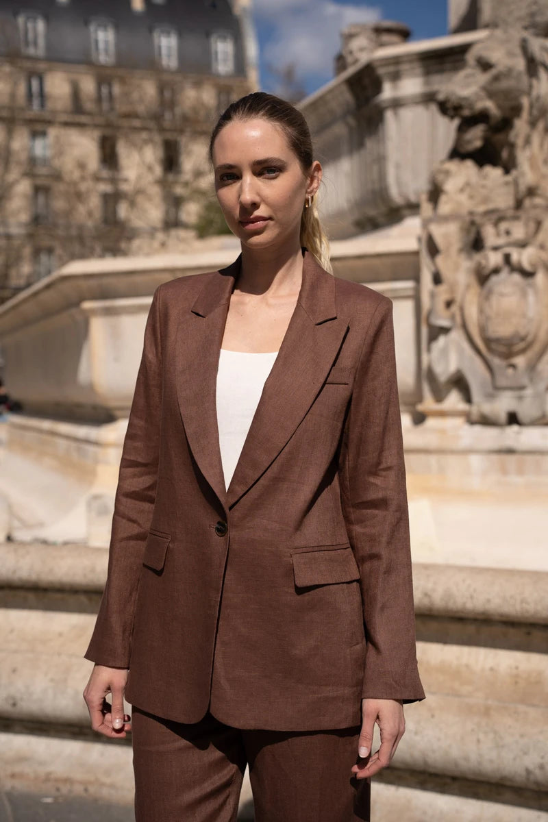 Oversize Leinen-Blazer