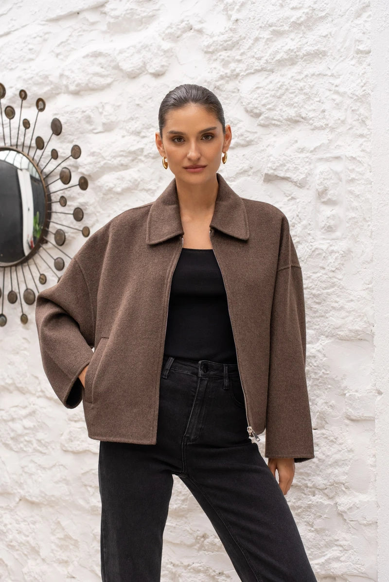 Kurze Jacke aus Wollmischung