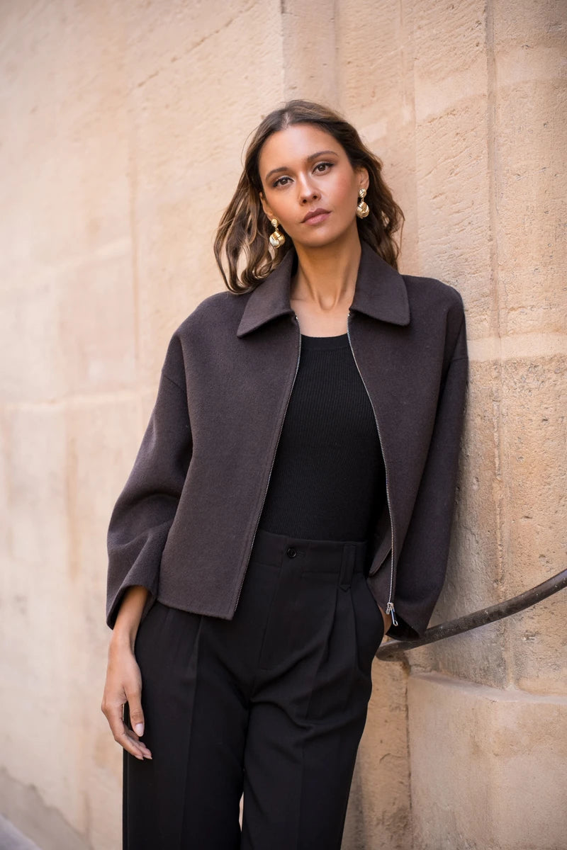 Kurze Jacke aus Wollmischung