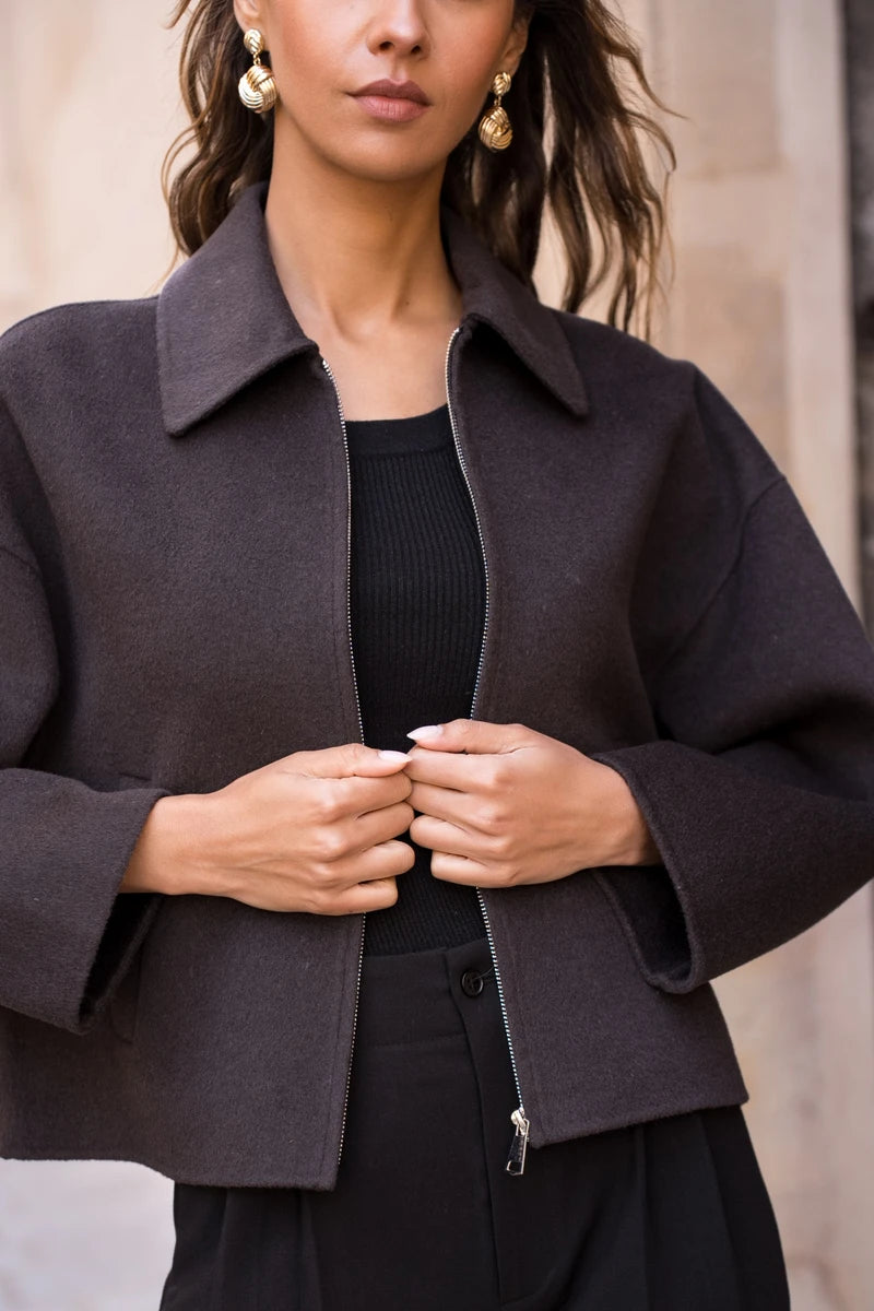 Kurze Jacke aus Wollmischung