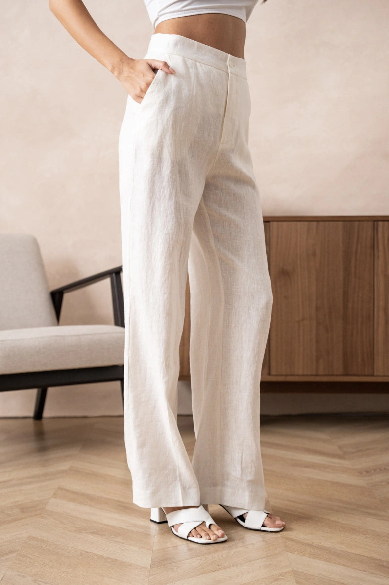 Leinenhose in geradem Schnitt