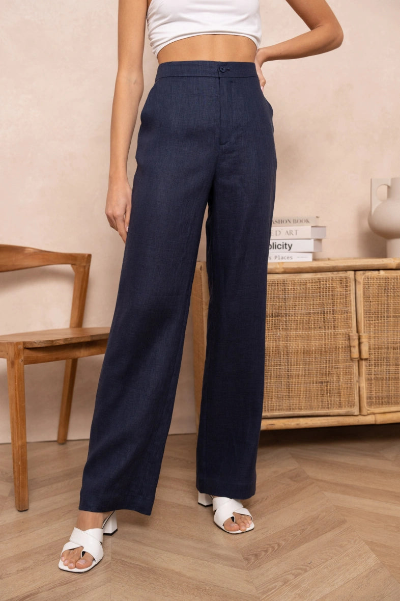 Leinenhose in geradem Schnitt