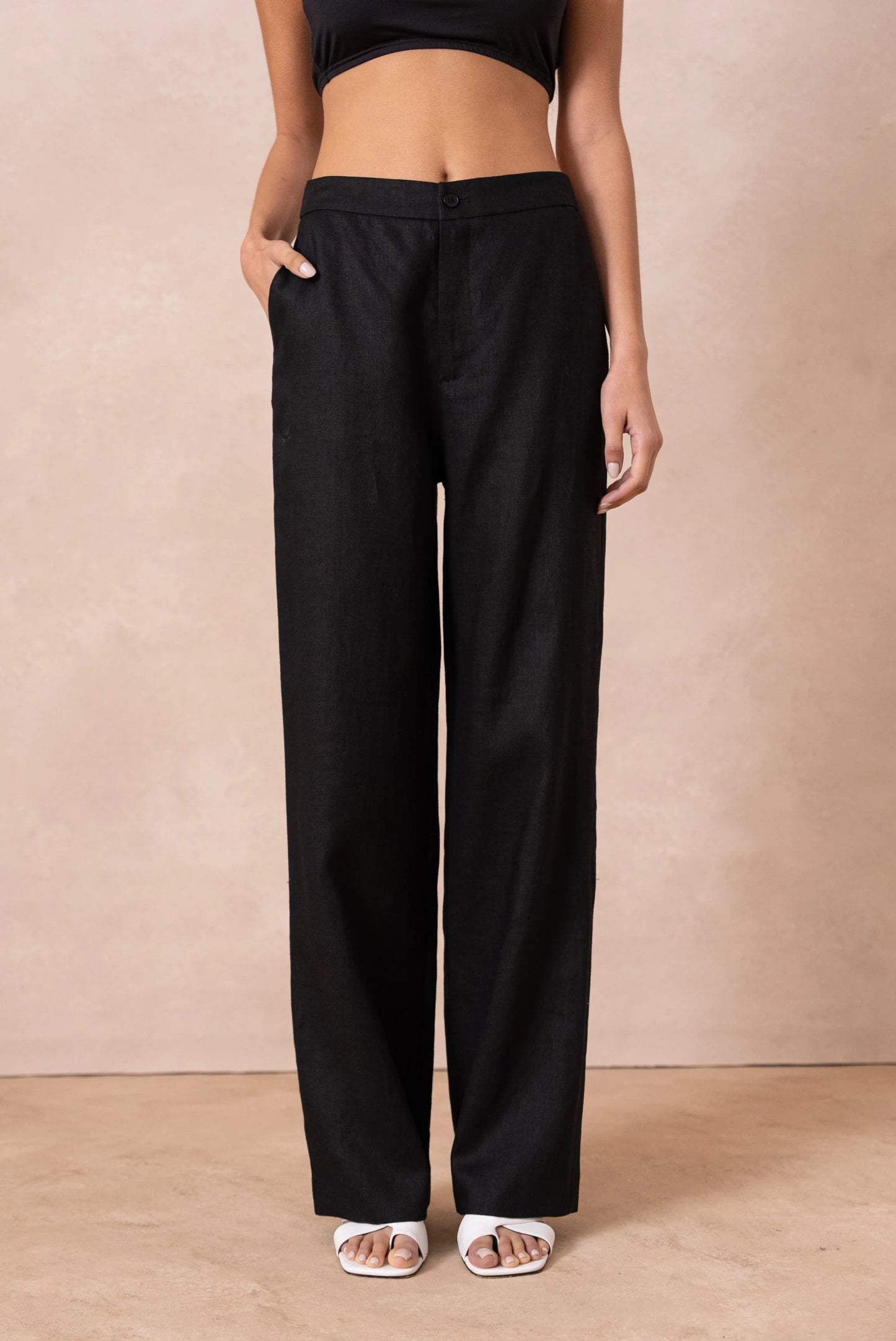 Leinenhose in geradem Schnitt