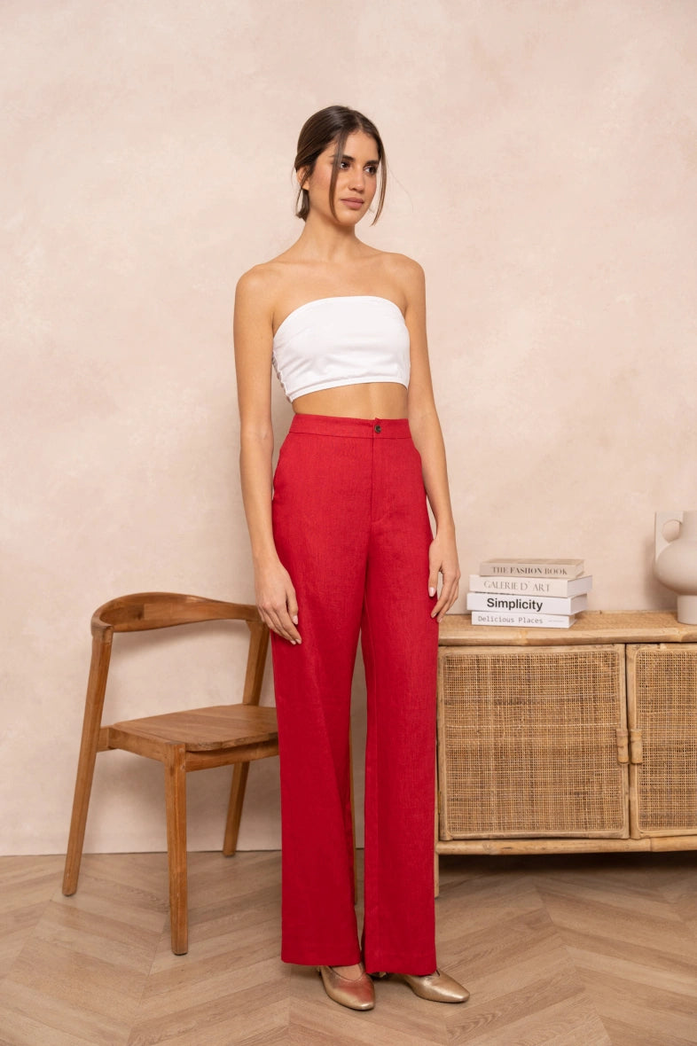 Leinenhose in geradem Schnitt