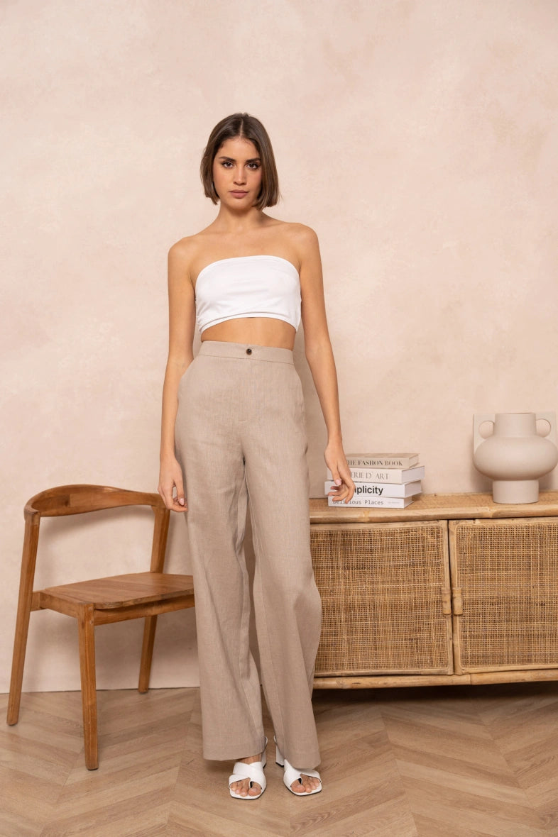 Leinenhose in geradem Schnitt
