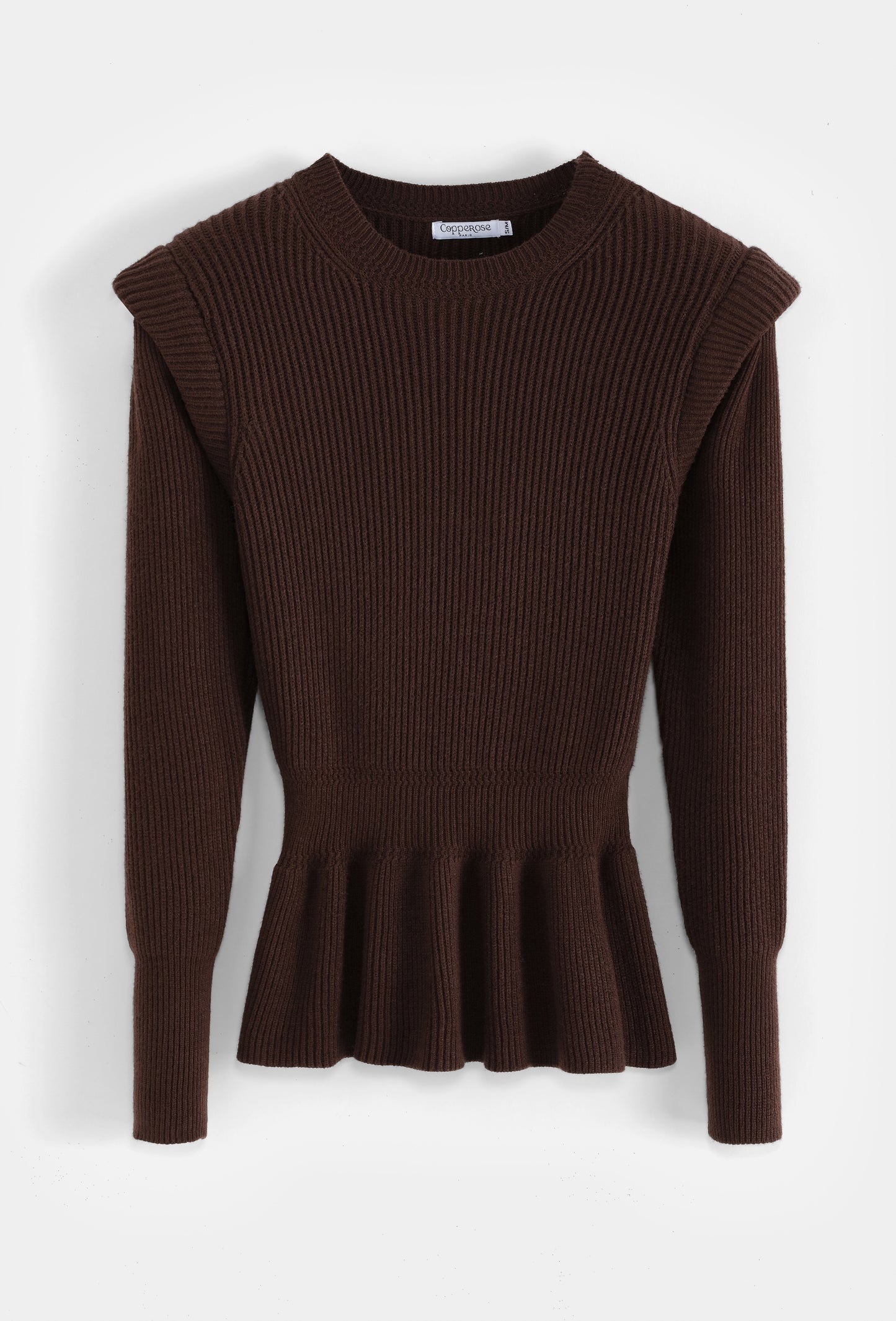 Rippstrickpullover mit Schulterpolstern