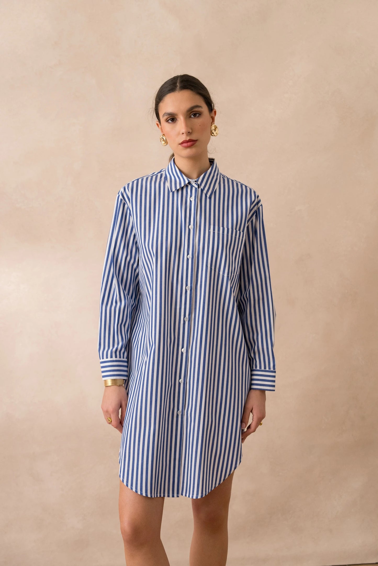 Gestreiftes Kleid aus Baumwolle
