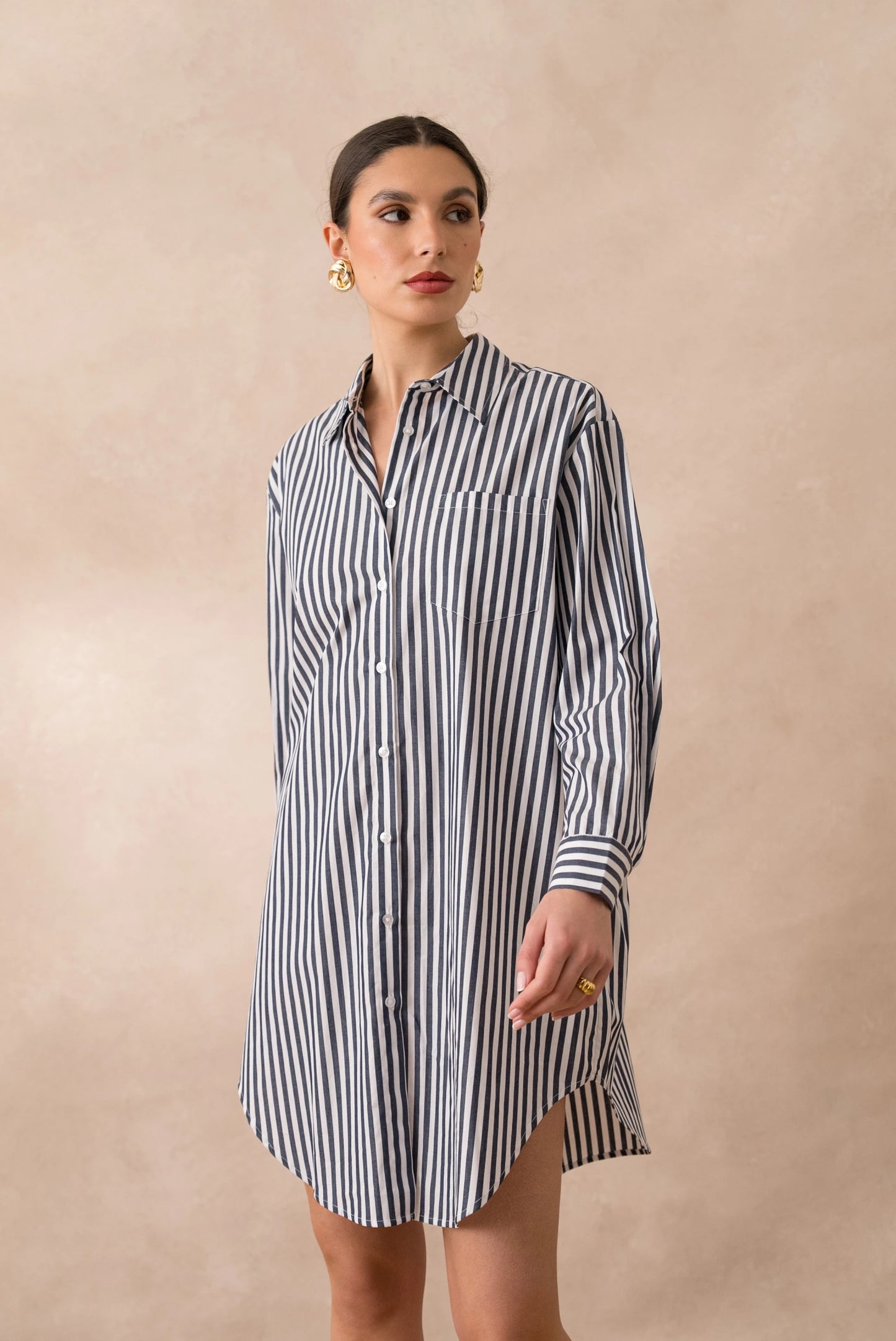Gestreiftes Kleid aus Baumwolle