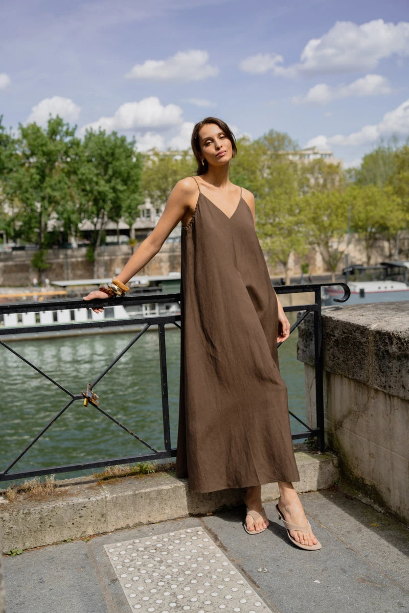 Fließendes Trapez-Maxikleid