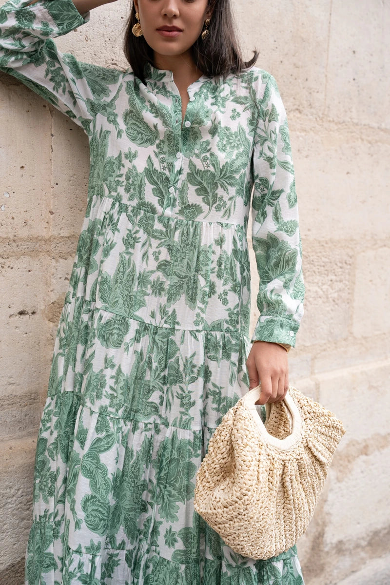 Maxikleid aus Seiden-Mix