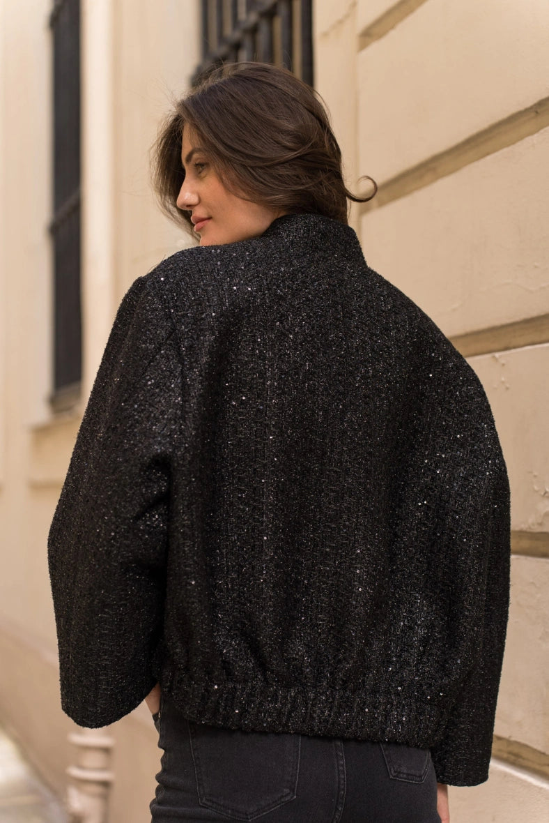 Glänzende Bomberjacke Oversize