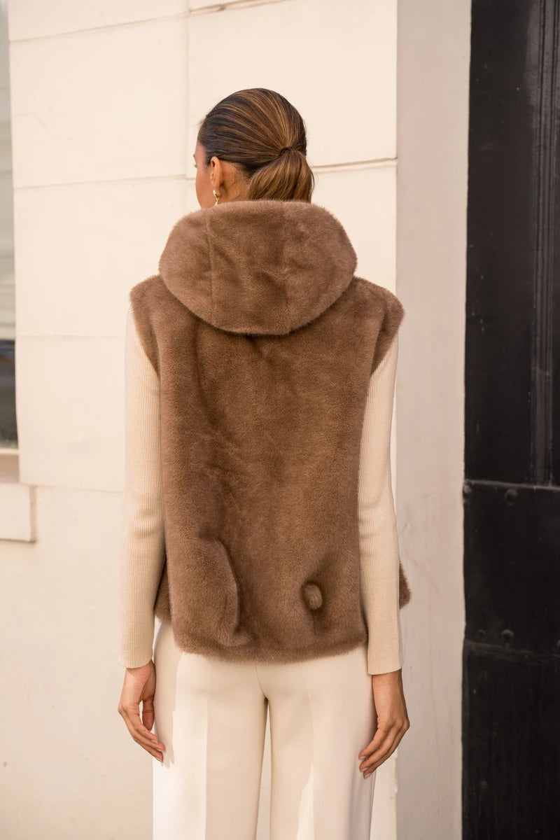 Ärmellose Kunstpelzjacke