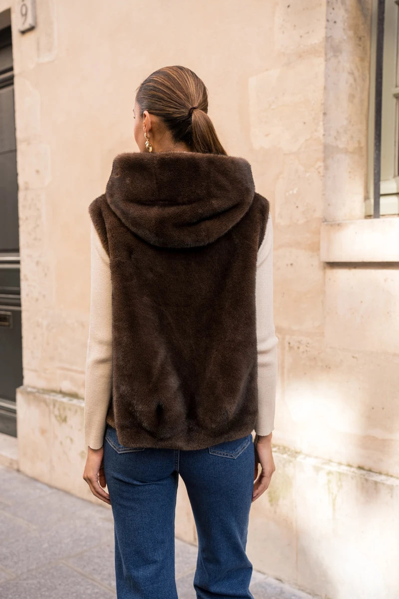 Ärmellose Kunstpelzjacke