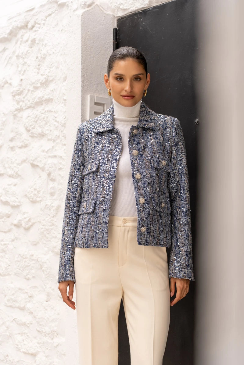 Statement-Jacke aus schimmerndem Tweed