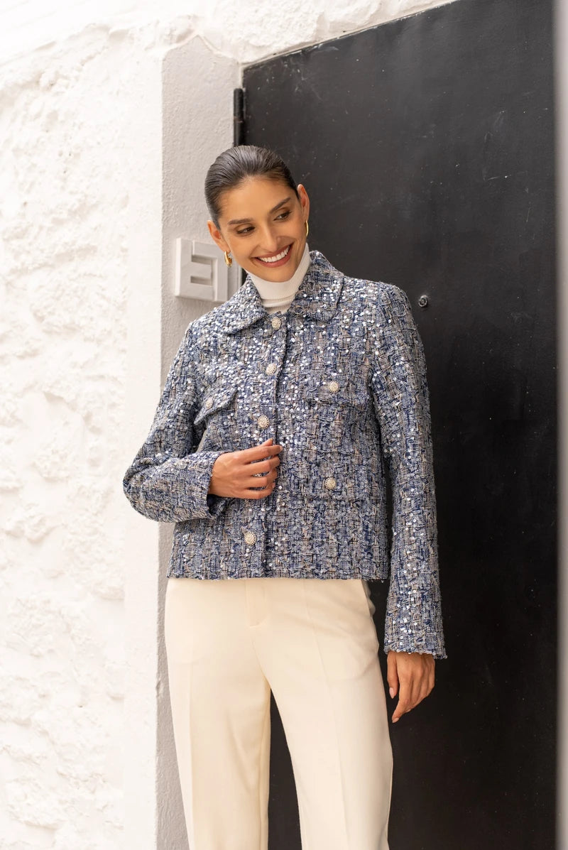 Statement-Jacke aus schimmerndem Tweed