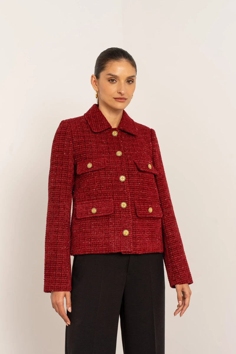 Klassische Tweedjacke mit Goldknöpfen