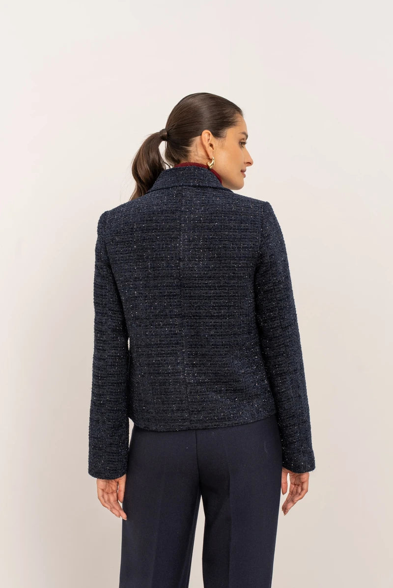 Klassische Tweedjacke mit Goldknöpfen