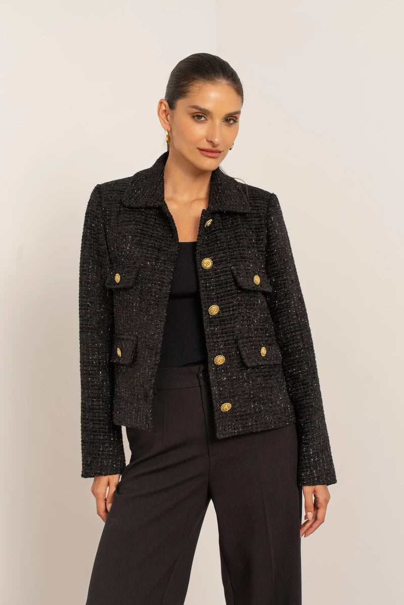 Klassische Tweedjacke mit Goldknöpfen