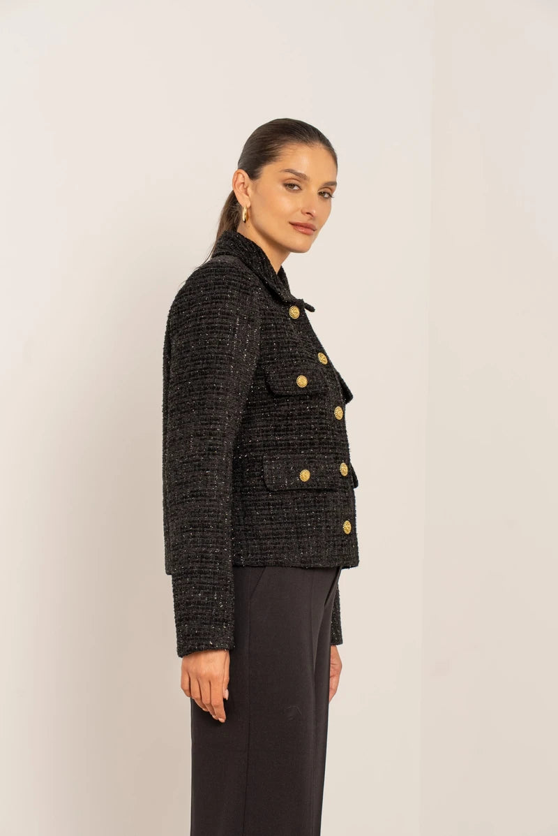Klassische Tweedjacke mit Goldknöpfen