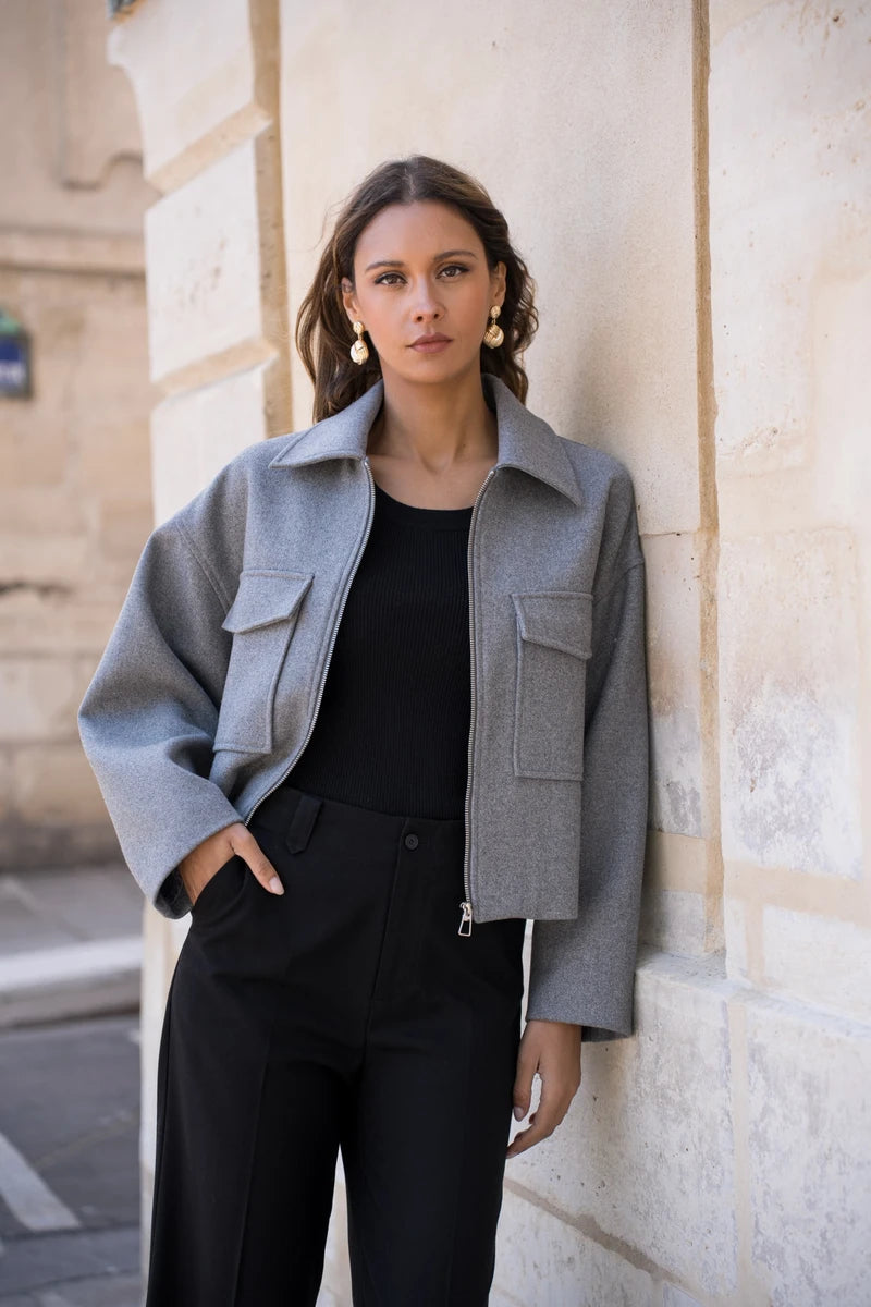 Kurze Jacke aus Wollmischung