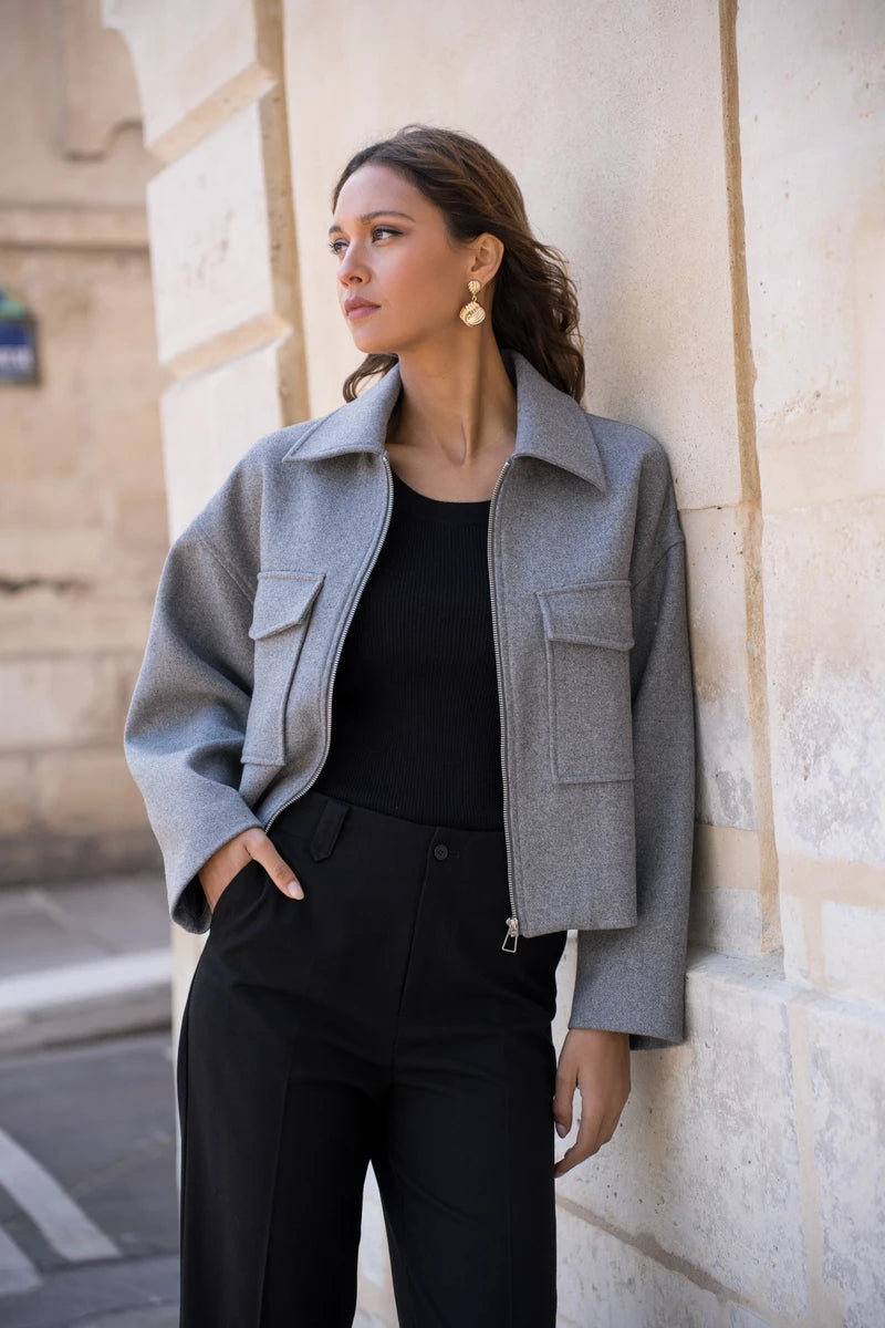 Kurze Jacke aus Wollmischung