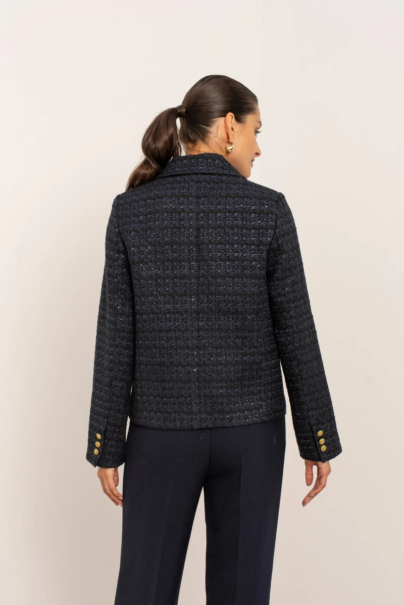 Eleganter Tweed-Blazer in Marineblau