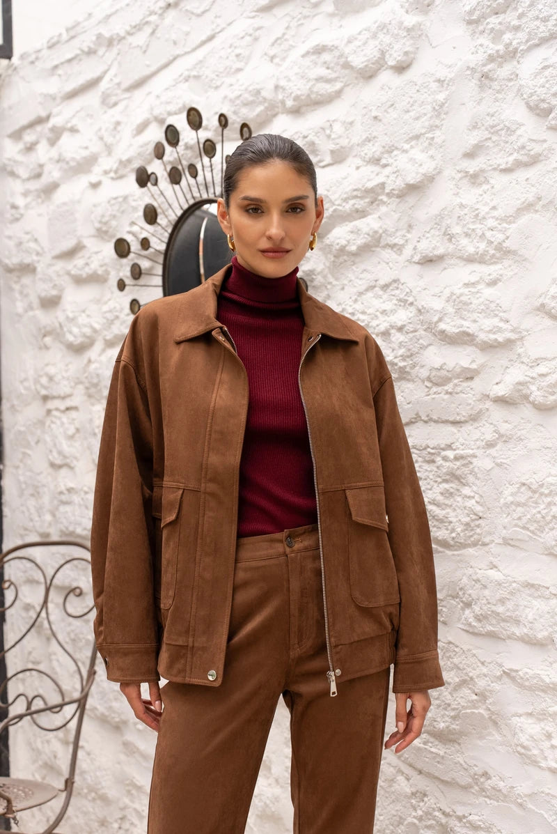 Jacke in Wildleder-Optik