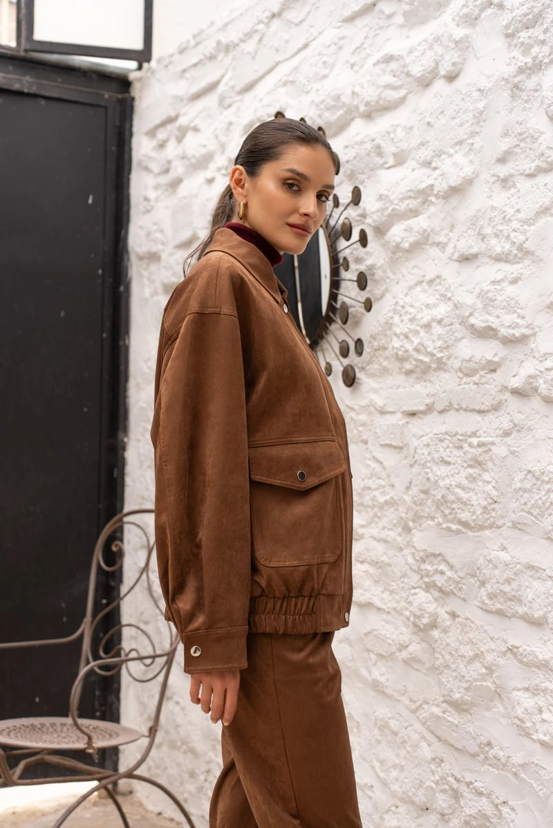 Jacke in Wildleder-Optik