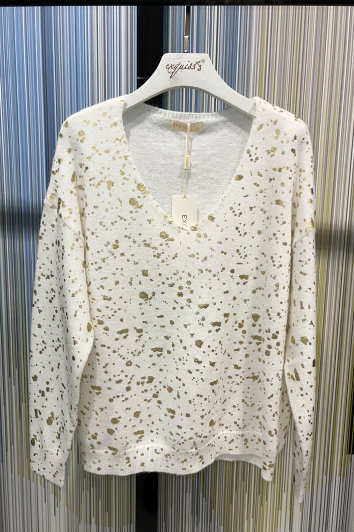 Pullover mit goldenem Druck
