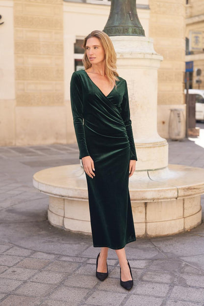 Midi Wickelkleid aus Samt