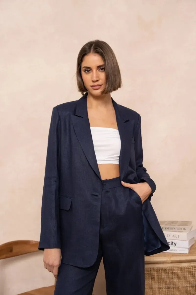 Oversize Leinen-Blazer