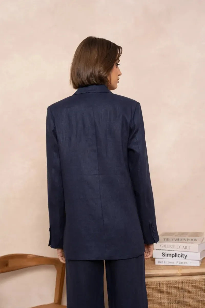 Oversize Leinen-Blazer